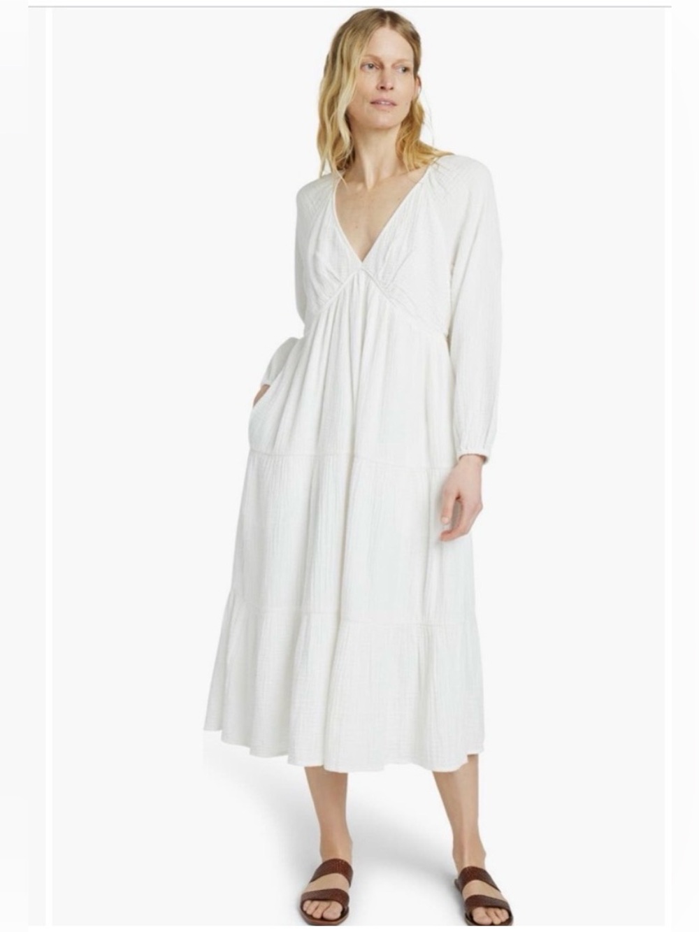 Faherty Dune Cotton Gauze Oceana Dress - White